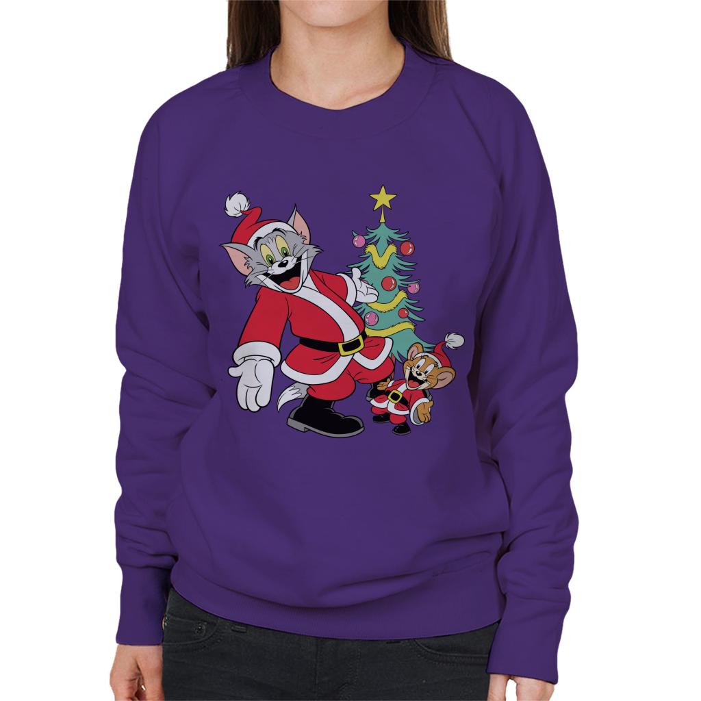 Tom and Jerry Christmas Festive Tree Women's Sweatshirt-ALL + EVERY