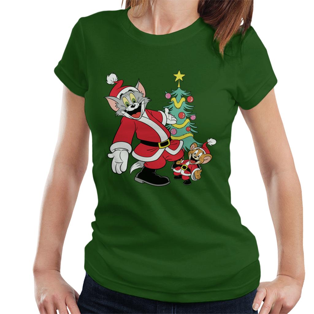 Tom and Jerry Christmas Festive Tree Women's T-Shirt-ALL + EVERY