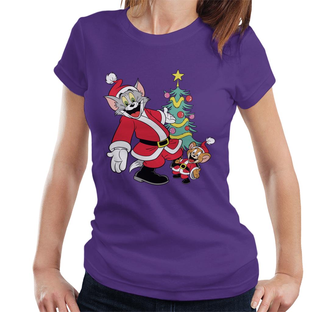 Tom and Jerry Christmas Festive Tree Women's T-Shirt-ALL + EVERY