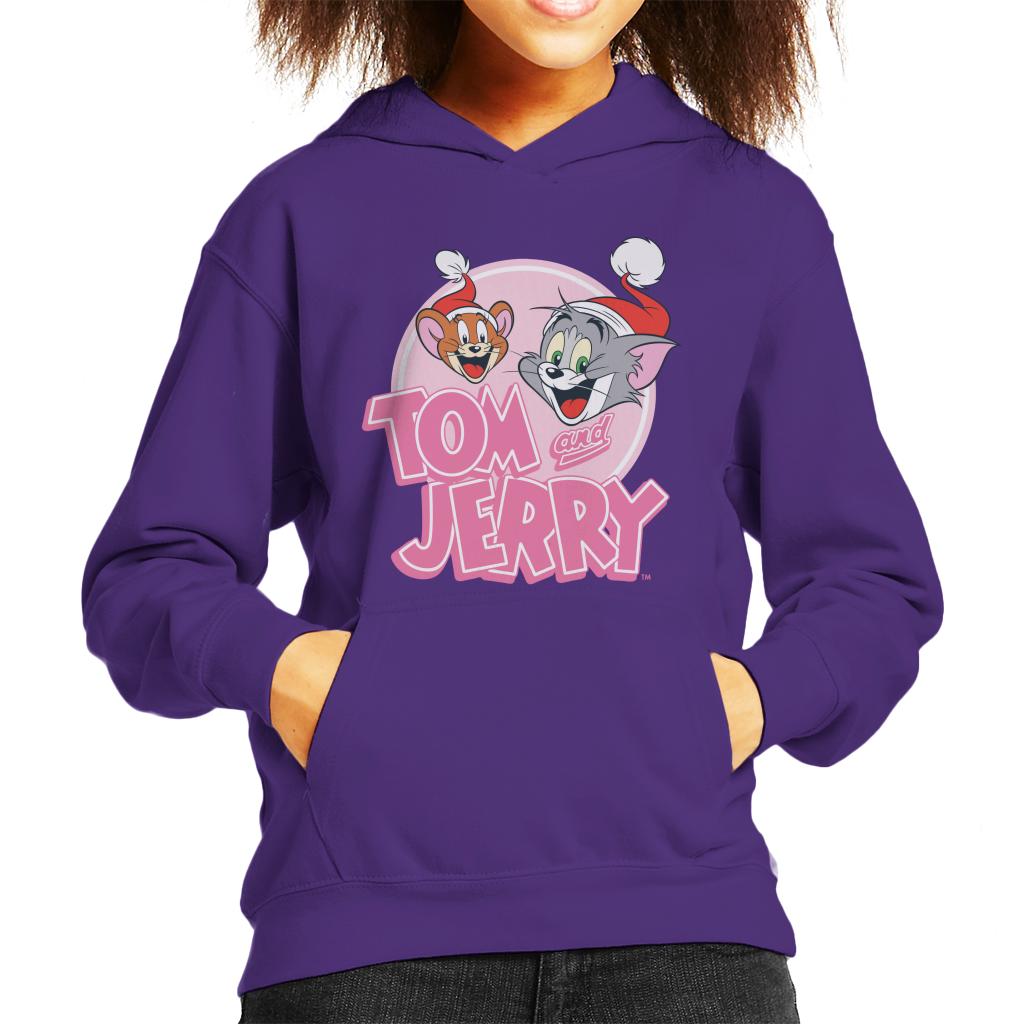 Tom and Jerry Christmas Wearing Festive Hats Kid's Hooded Sweatshirt-ALL + EVERY