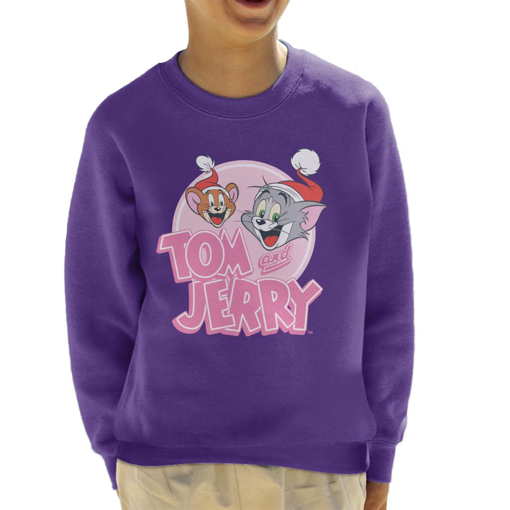 Tom and Jerry Christmas Wearing Festive Hats Kid's Sweatshirt-ALL + EVERY