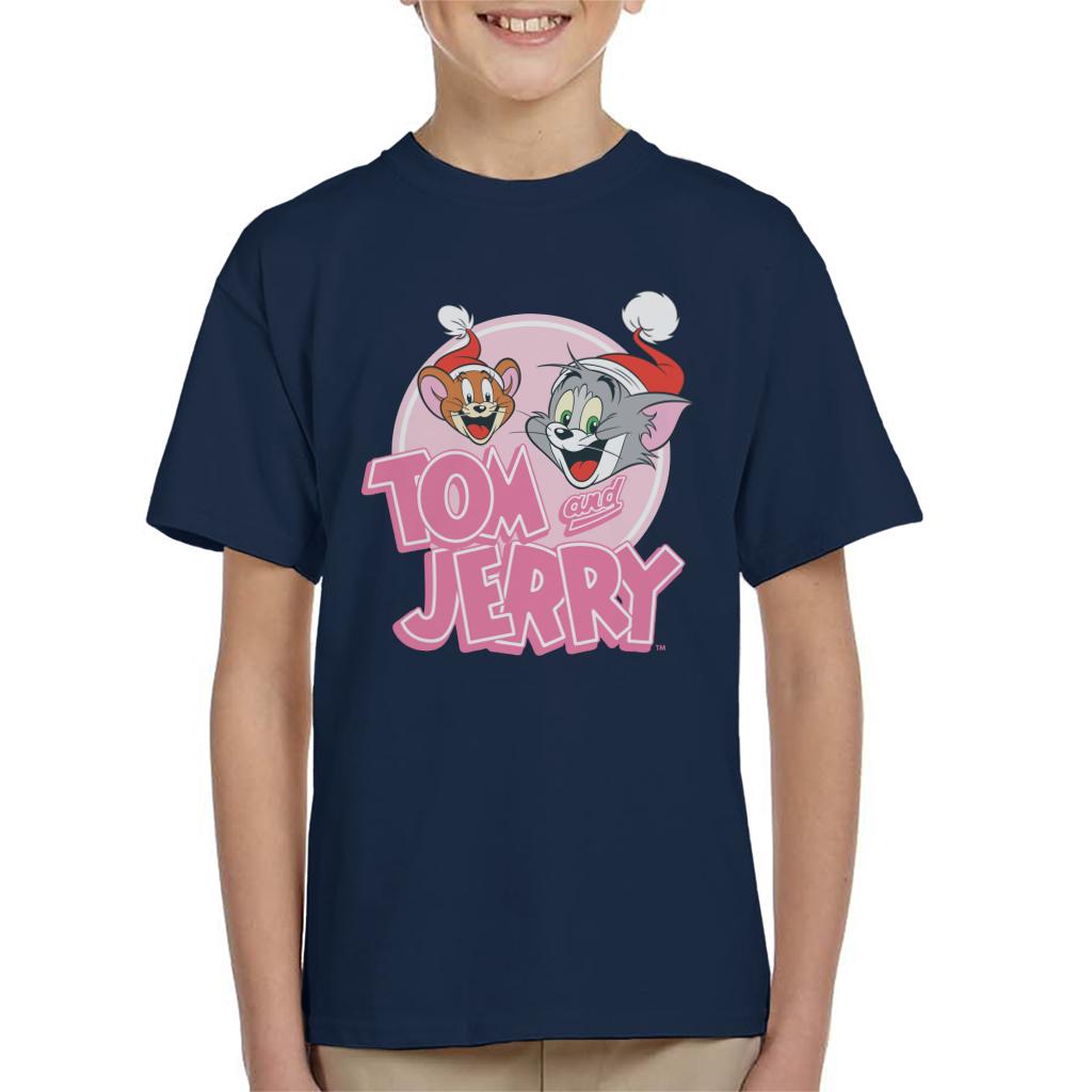 Tom and Jerry Christmas Wearing Festive Hats Kid's T-Shirt-ALL + EVERY