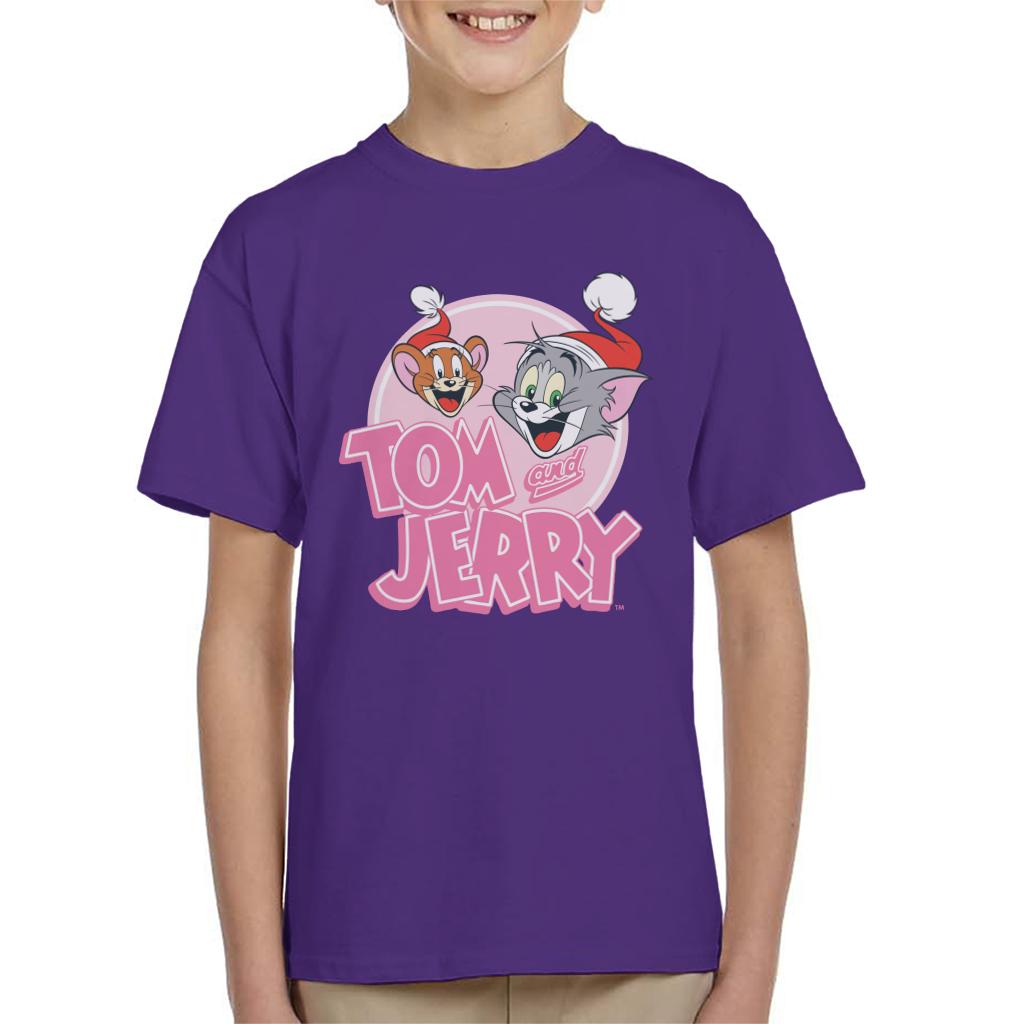 Tom and Jerry Christmas Wearing Festive Hats Kid's T-Shirt-ALL + EVERY