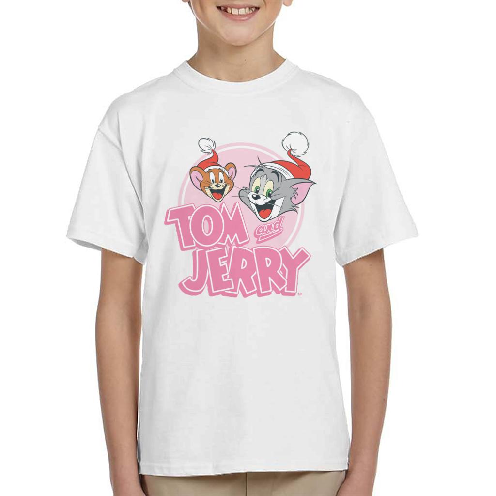 Tom and Jerry Christmas Wearing Festive Hats Kid's T-Shirt-ALL + EVERY