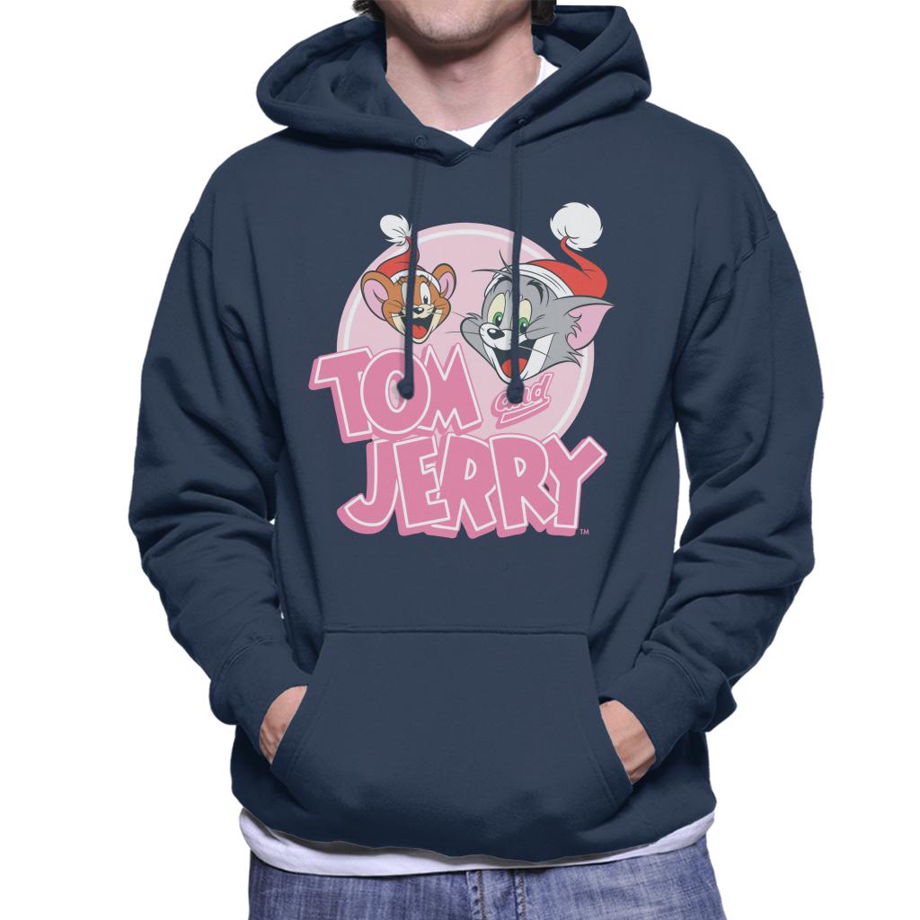 Tom and Jerry Christmas Wearing Festive Hats Men's Hooded Sweatshirt-ALL + EVERY