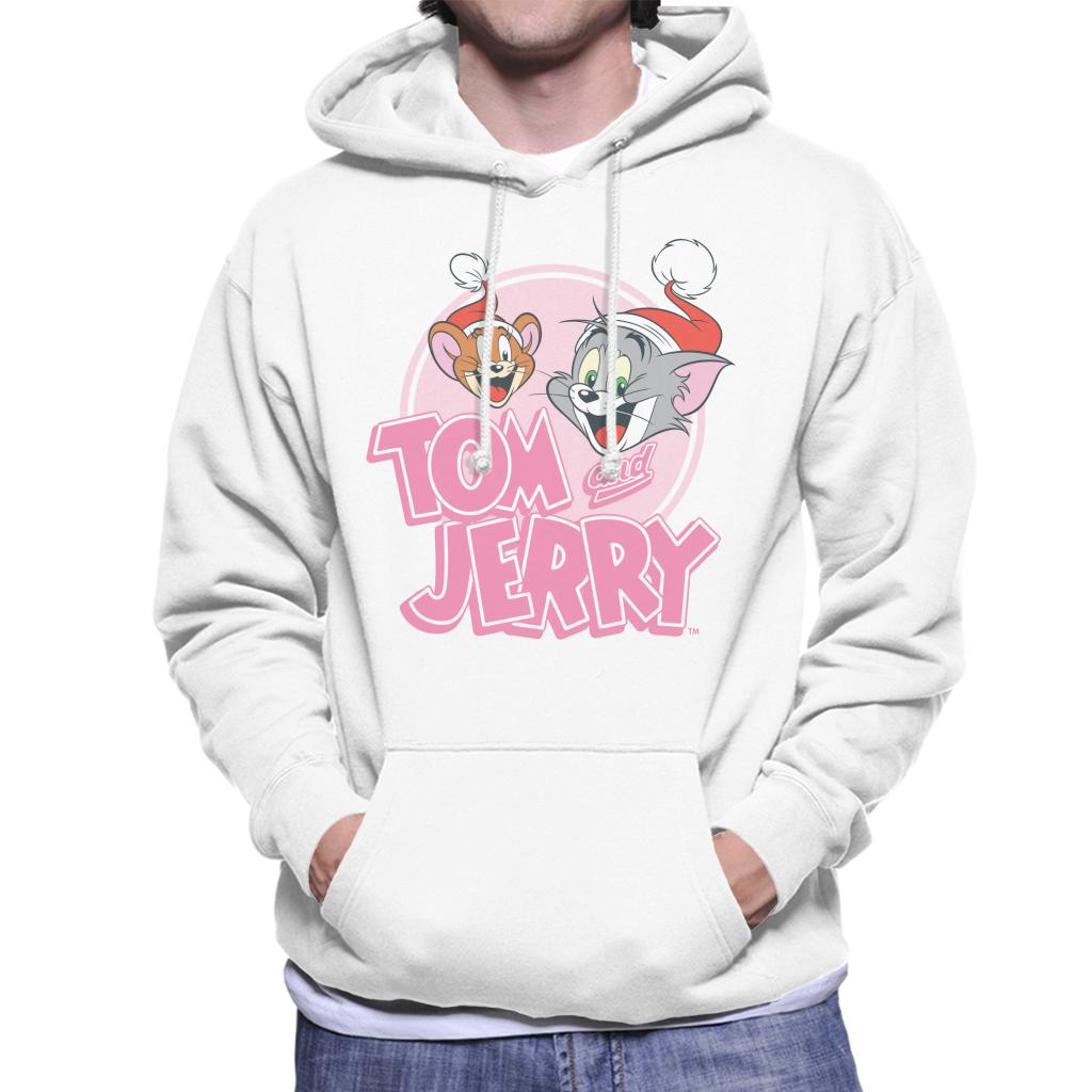 Tom and Jerry Christmas Wearing Festive Hats Men's Hooded Sweatshirt-ALL + EVERY