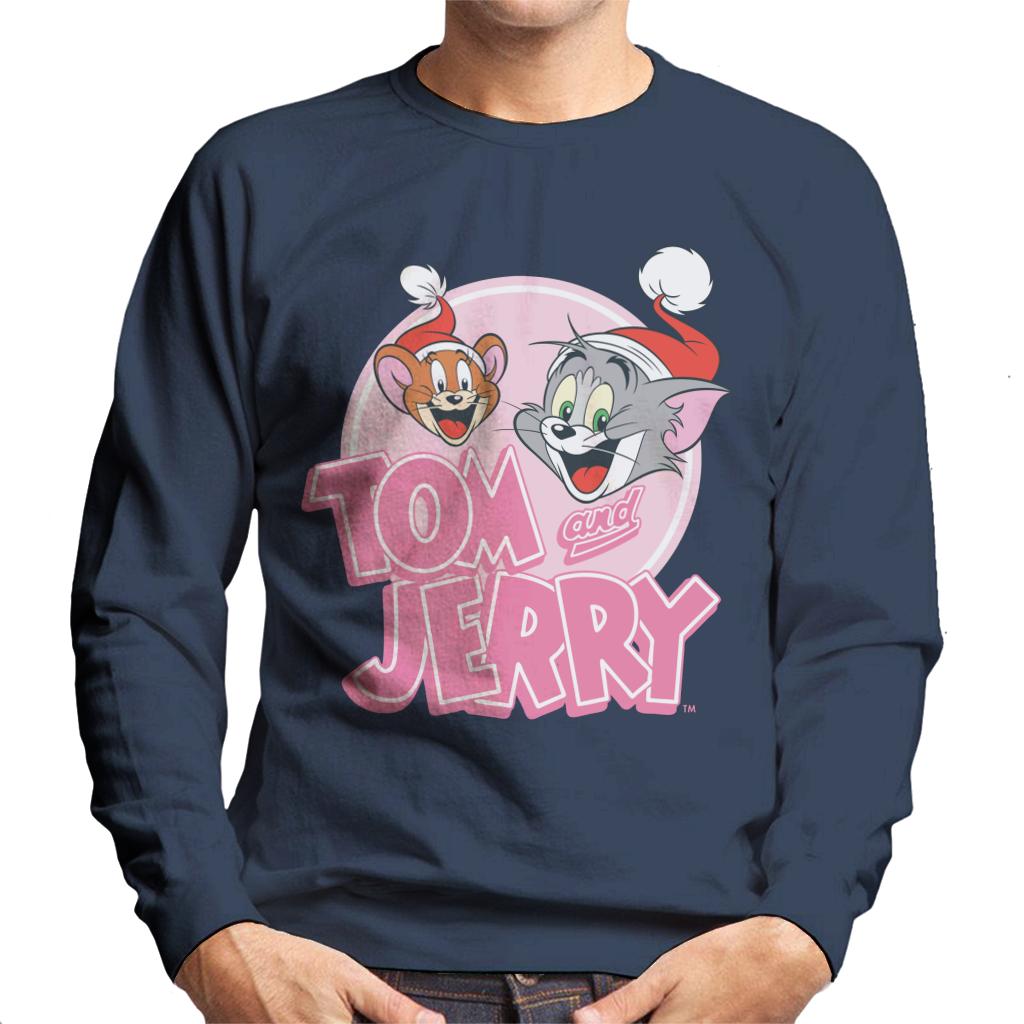 Tom and Jerry Christmas Wearing Festive Hats Men's Sweatshirt-ALL + EVERY