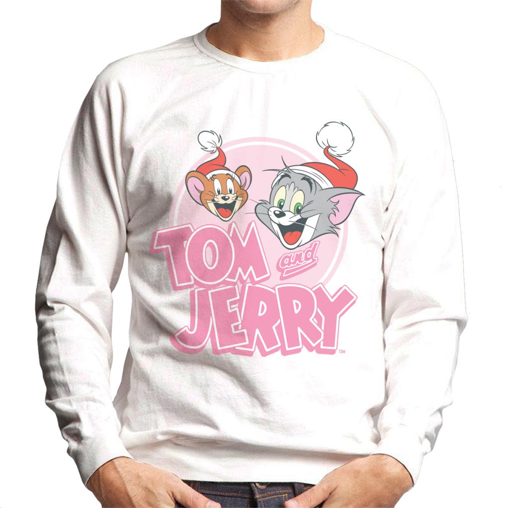 Tom and Jerry Christmas Wearing Festive Hats Men's Sweatshirt-ALL + EVERY