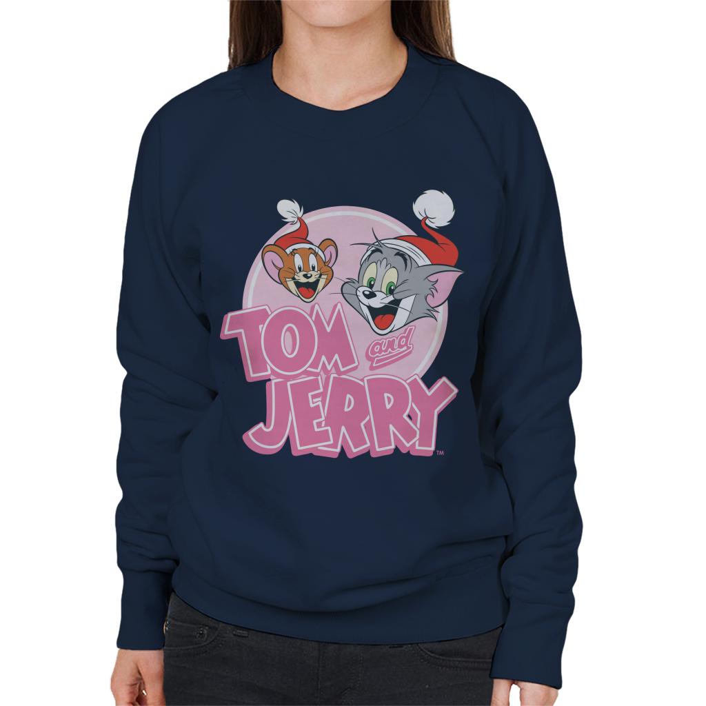 Tom and Jerry Christmas Wearing Festive Hats Women's Sweatshirt-ALL + EVERY