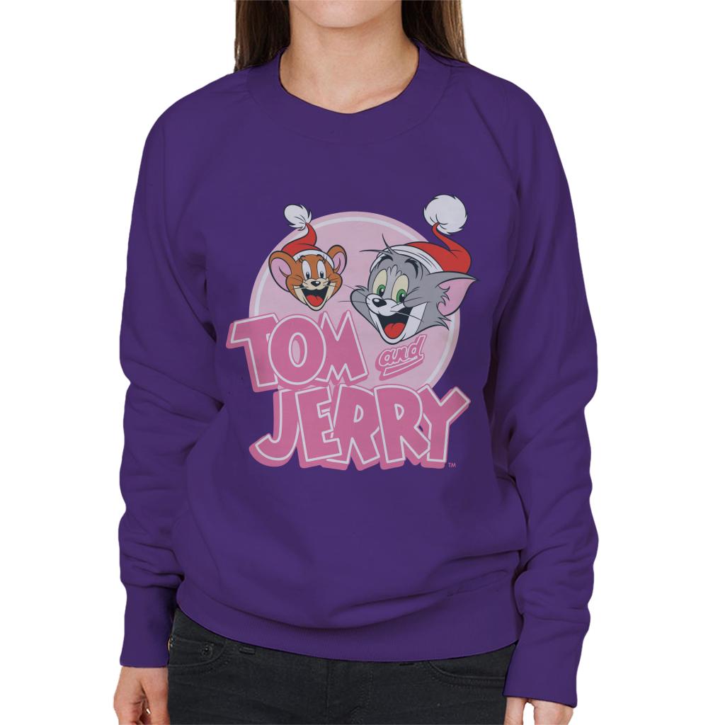 Tom and Jerry Christmas Wearing Festive Hats Women's Sweatshirt-ALL + EVERY