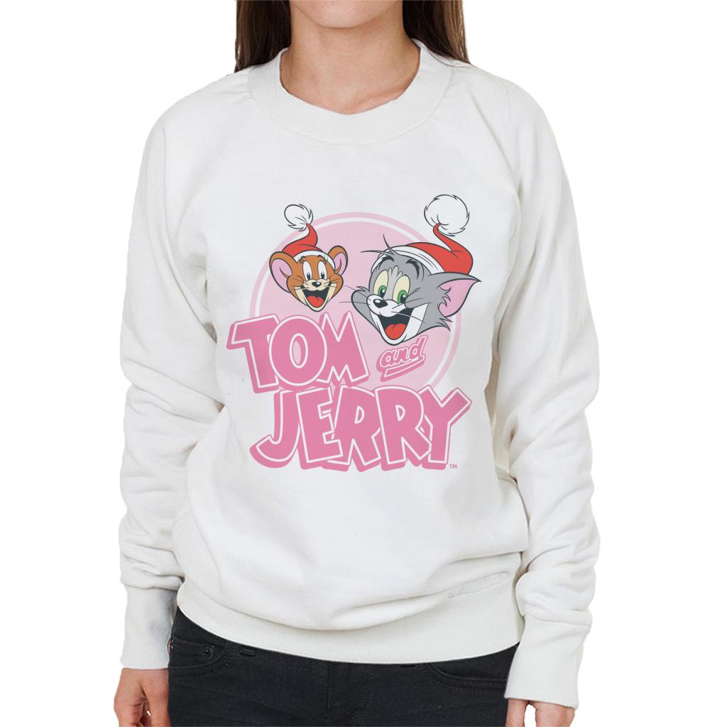 Tom and Jerry Christmas Wearing Festive Hats Women's Sweatshirt-ALL + EVERY