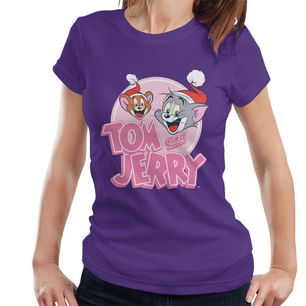 Tom and Jerry Christmas Wearing Festive Hats Women's T-Shirt-ALL + EVERY