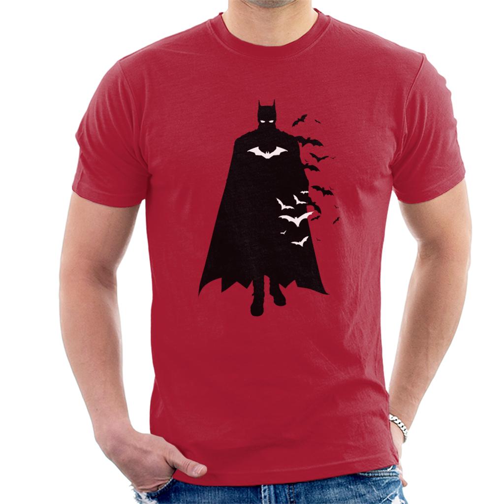 The Batman Silhouette White Bats Men's T-Shirt-ALL + EVERY