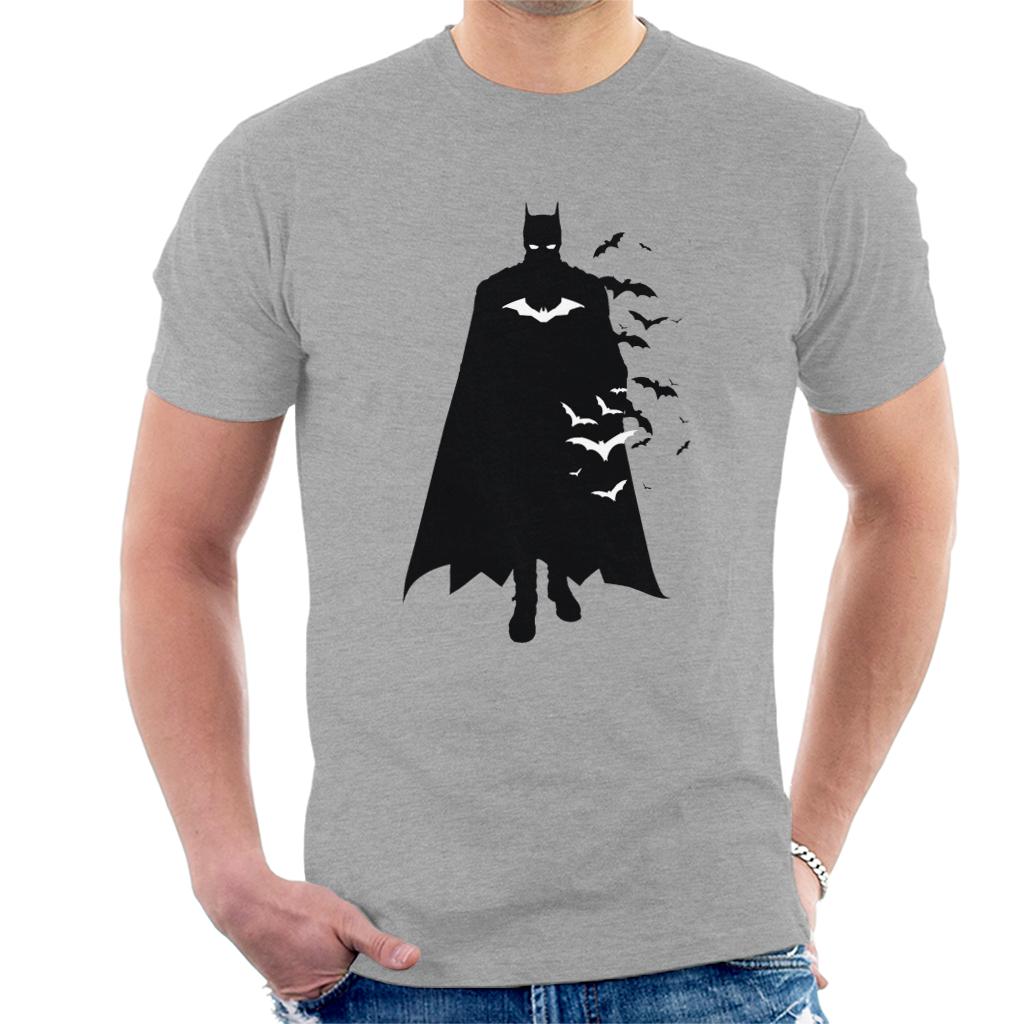 The Batman Silhouette White Bats Men's T-Shirt-ALL + EVERY