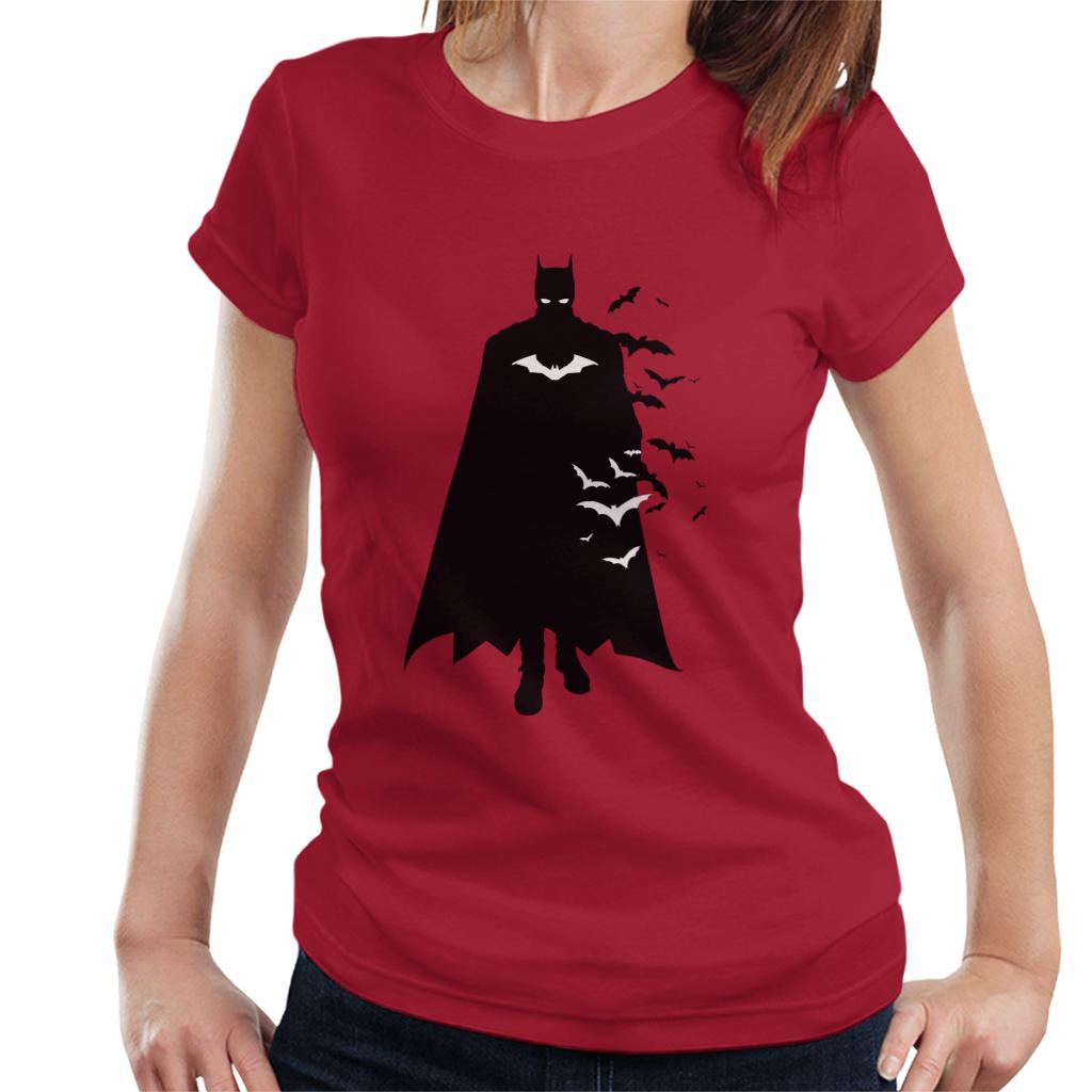 The Batman Silhouette White Bats Women's T-Shirt-ALL + EVERY