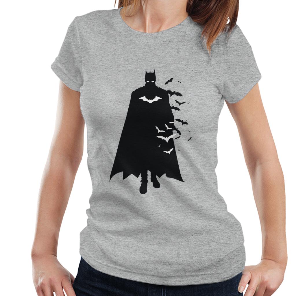 The Batman Silhouette White Bats Women's T-Shirt-ALL + EVERY