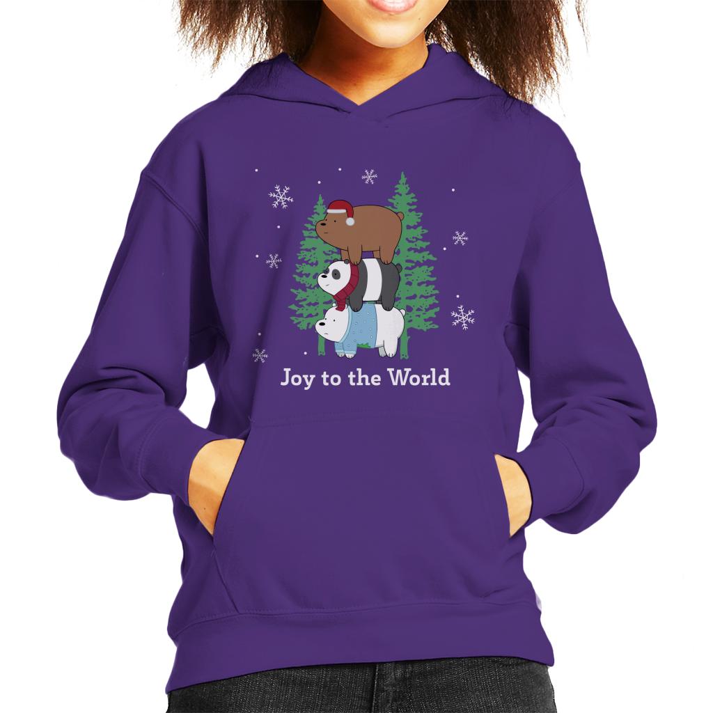 We Bare Bears Christmas Joy To The World Kid's Hooded Sweatshirt-ALL + EVERY