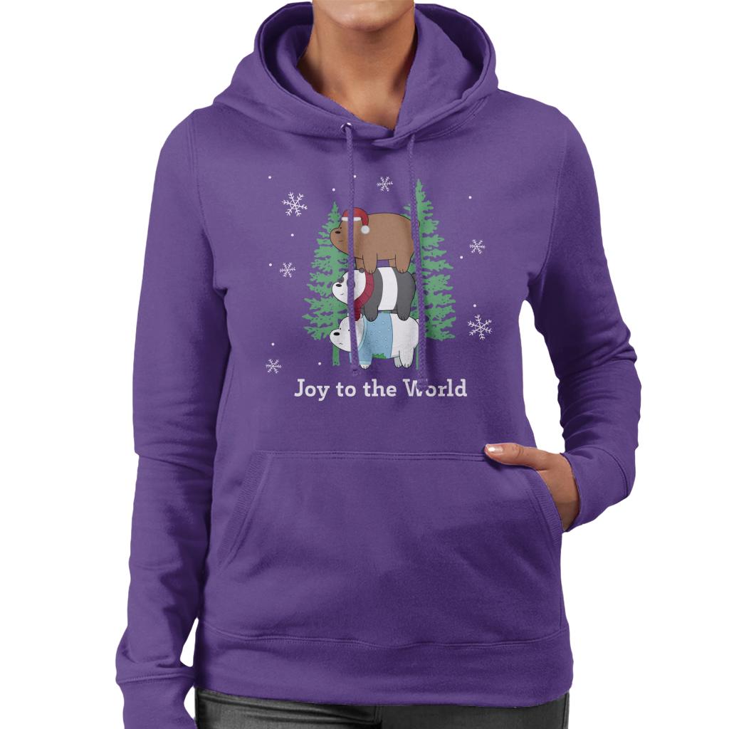 We Bare Bears Christmas Joy To The World Women's Hooded Sweatshirt-ALL + EVERY