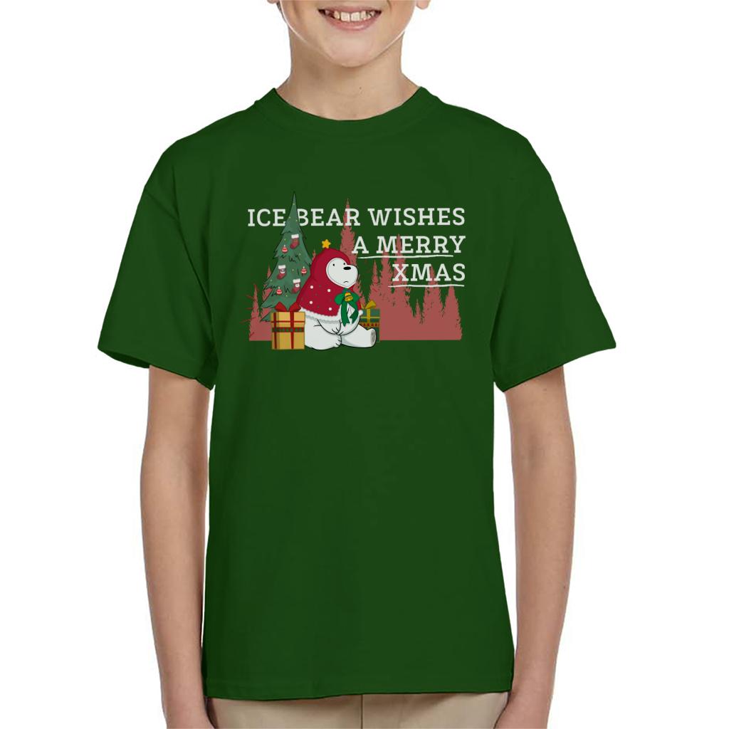 We Bare Bears Christmas Ice Bear Wishes A Merry Xmas Kid's T-Shirt-ALL + EVERY