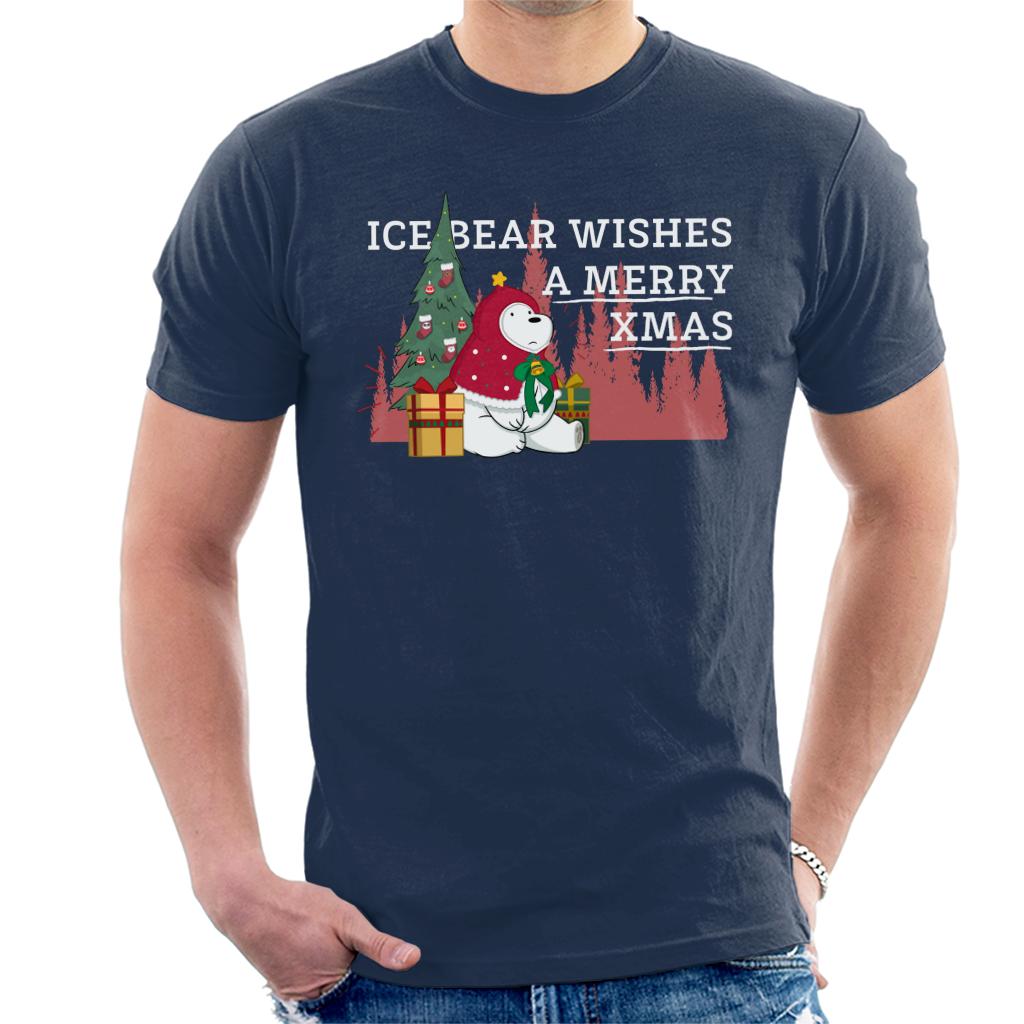 We Bare Bears Christmas Ice Bear Wishes A Merry Xmas Men's T-Shirt-ALL + EVERY