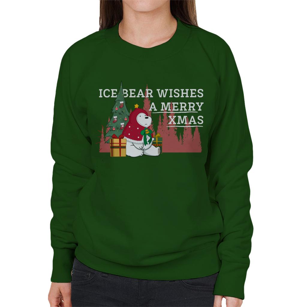 We Bare Bears Christmas Ice Bear Wishes A Merry Xmas Women's Sweatshirt-ALL + EVERY