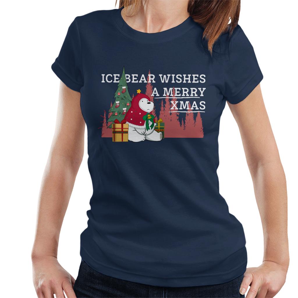 We Bare Bears Christmas Ice Bear Wishes A Merry Xmas Women's T-Shirt-ALL + EVERY