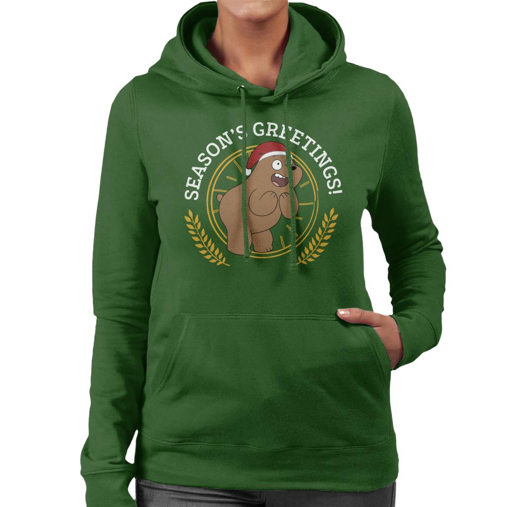 We Bare Bears Christmas Season's Greetings Women's Hooded Sweatshirt-ALL + EVERY