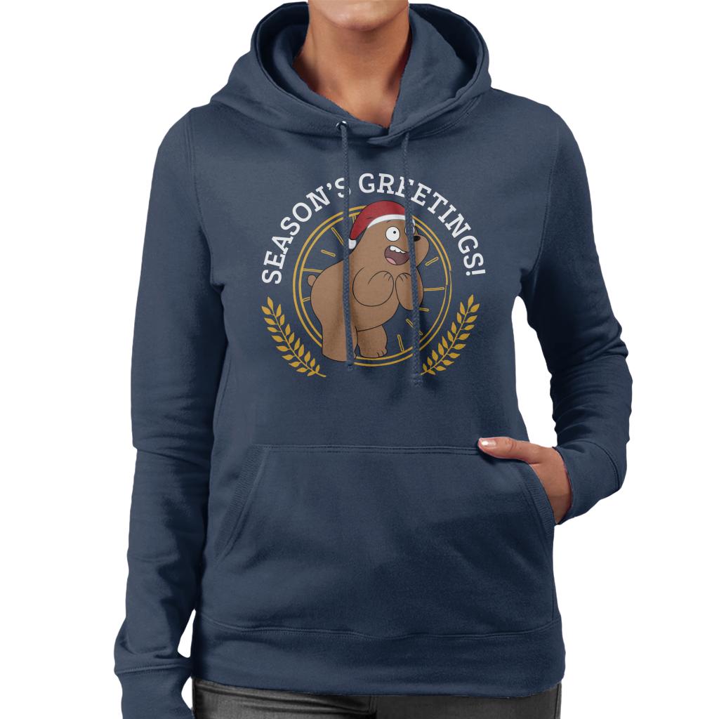 We Bare Bears Christmas Season's Greetings Women's Hooded Sweatshirt-ALL + EVERY