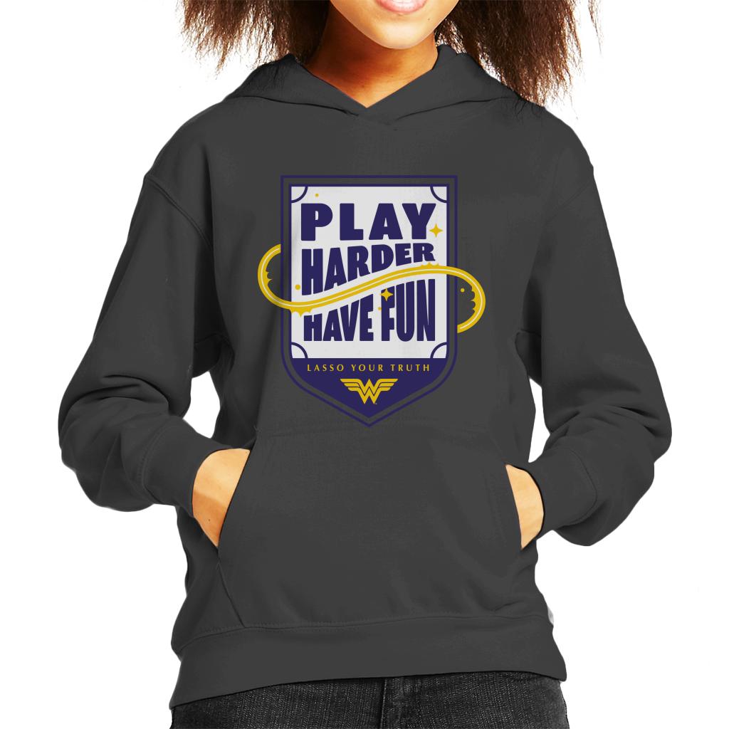 Wonder Woman Sports Play Harder Lasso Your Truth Kid's Hooded Sweatshirt-ALL + EVERY