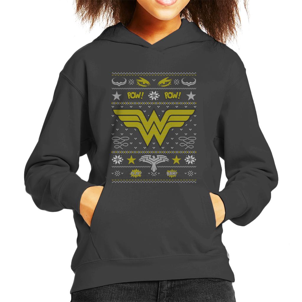 Wonder Woman Christmas Pow Pow Kid's Hooded Sweatshirt-ALL + EVERY