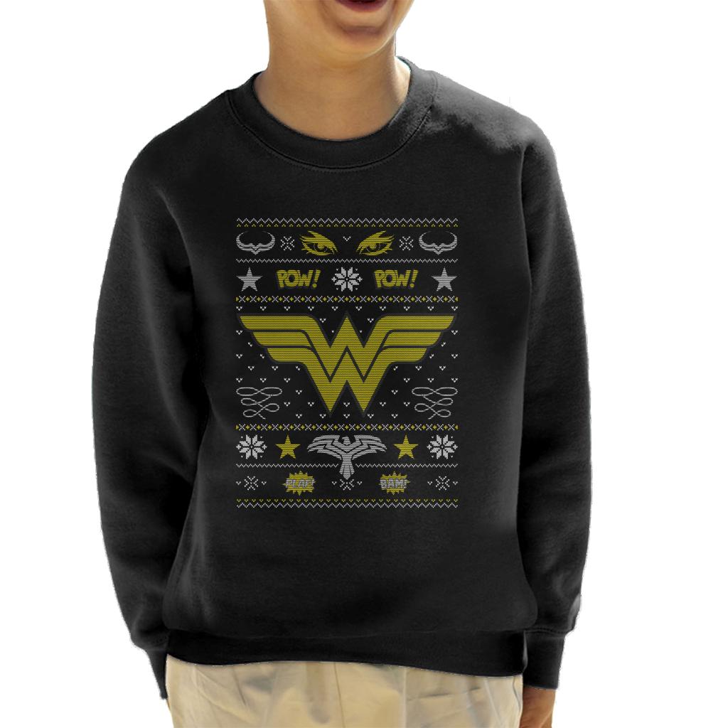 Wonder Woman Christmas Pow Pow Kid's Sweatshirt-ALL + EVERY