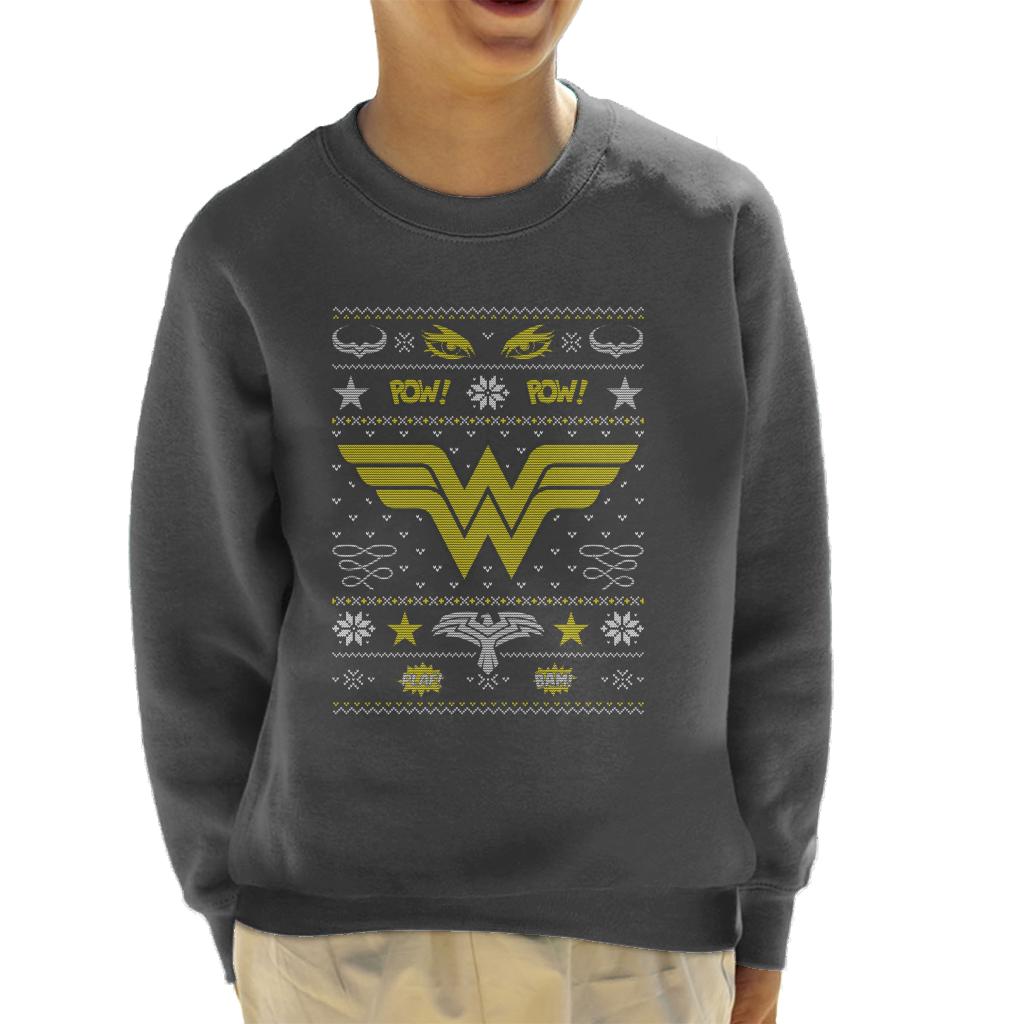 Wonder Woman Christmas Pow Pow Kid's Sweatshirt-ALL + EVERY