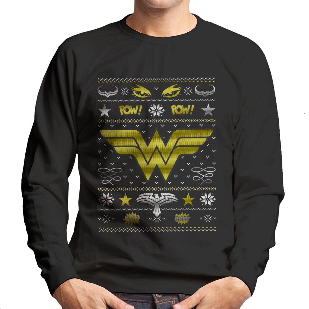 Wonder Woman Christmas Pow Pow Men's Sweatshirt-ALL + EVERY