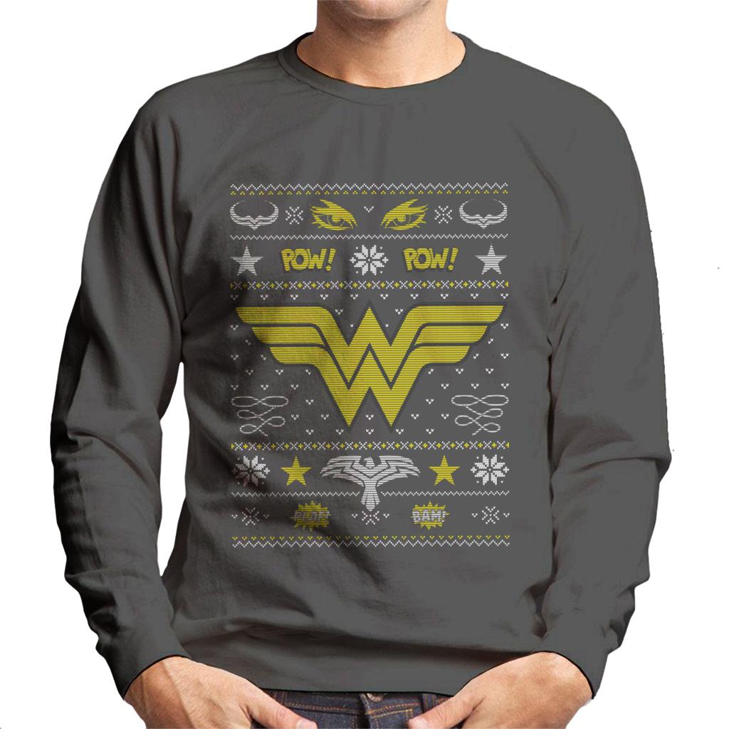 Wonder Woman Christmas Pow Pow Men's Sweatshirt-ALL + EVERY