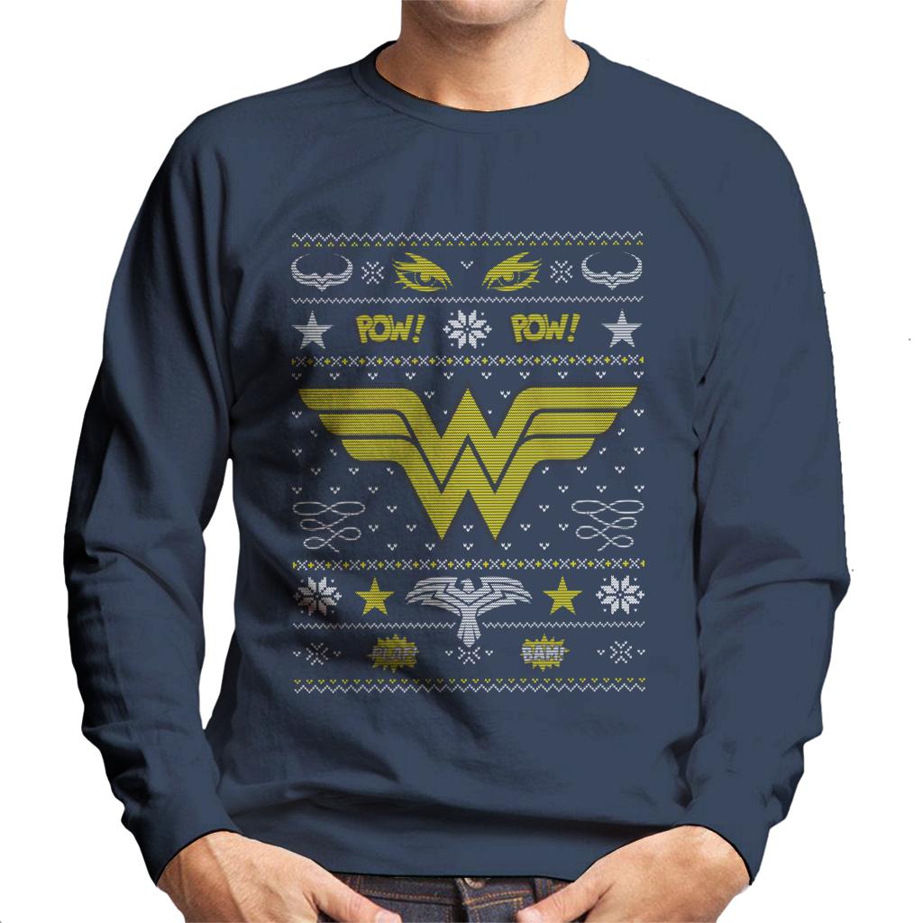 Wonder Woman Christmas Pow Pow Men's Sweatshirt-ALL + EVERY