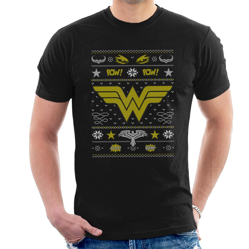 Wonder Woman Christmas Pow Pow Men's T-Shirt-ALL + EVERY