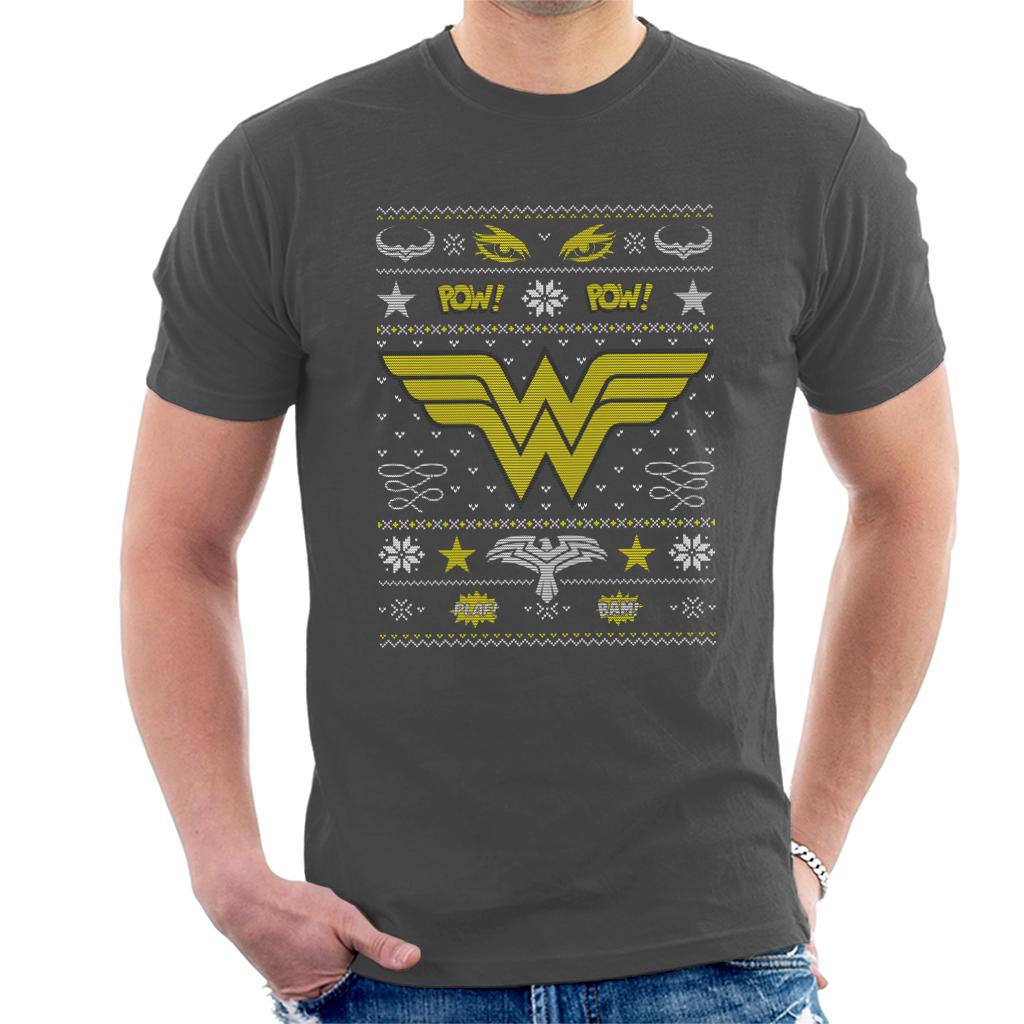 Wonder Woman Christmas Pow Pow Men's T-Shirt-ALL + EVERY