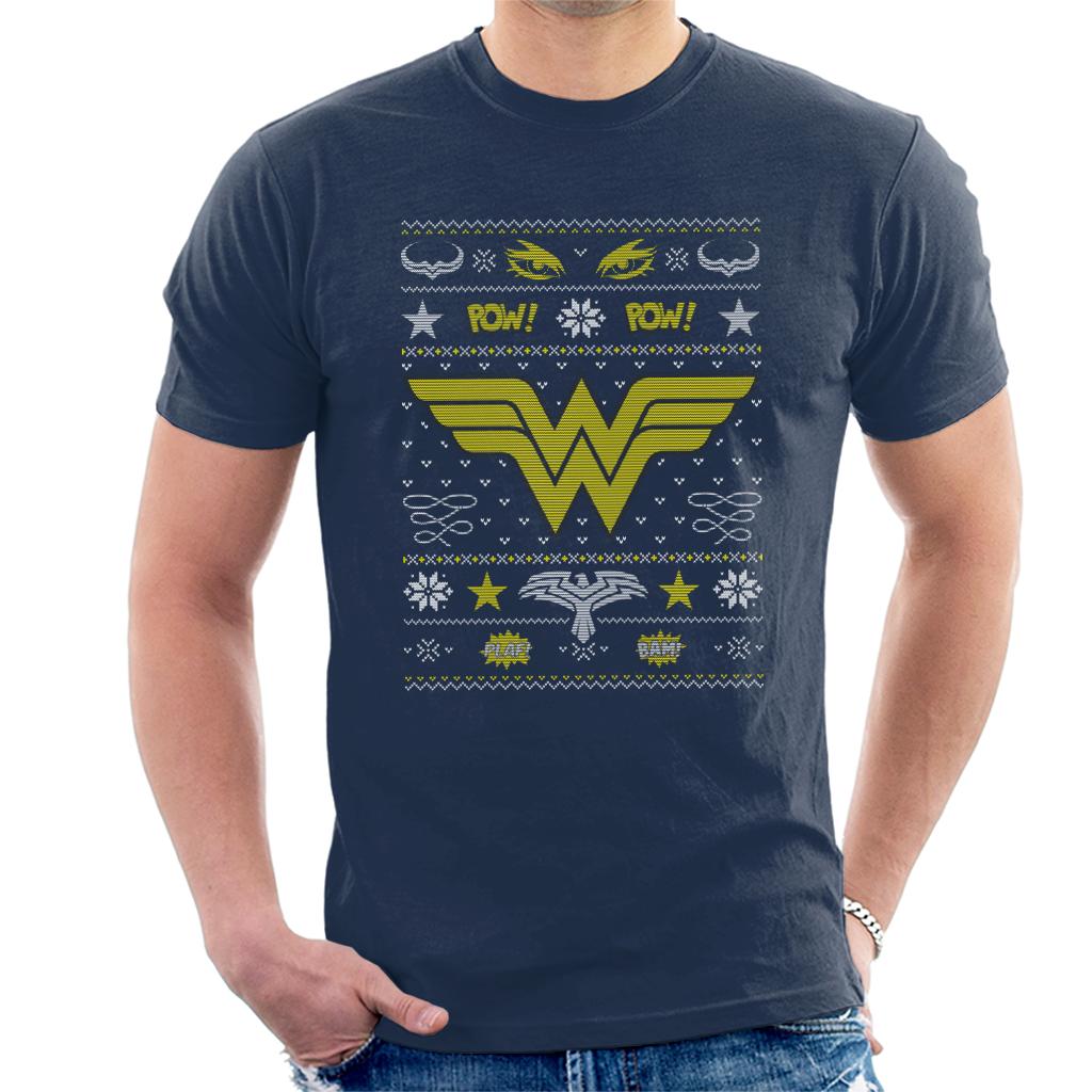 Wonder Woman Christmas Pow Pow Men's T-Shirt-ALL + EVERY