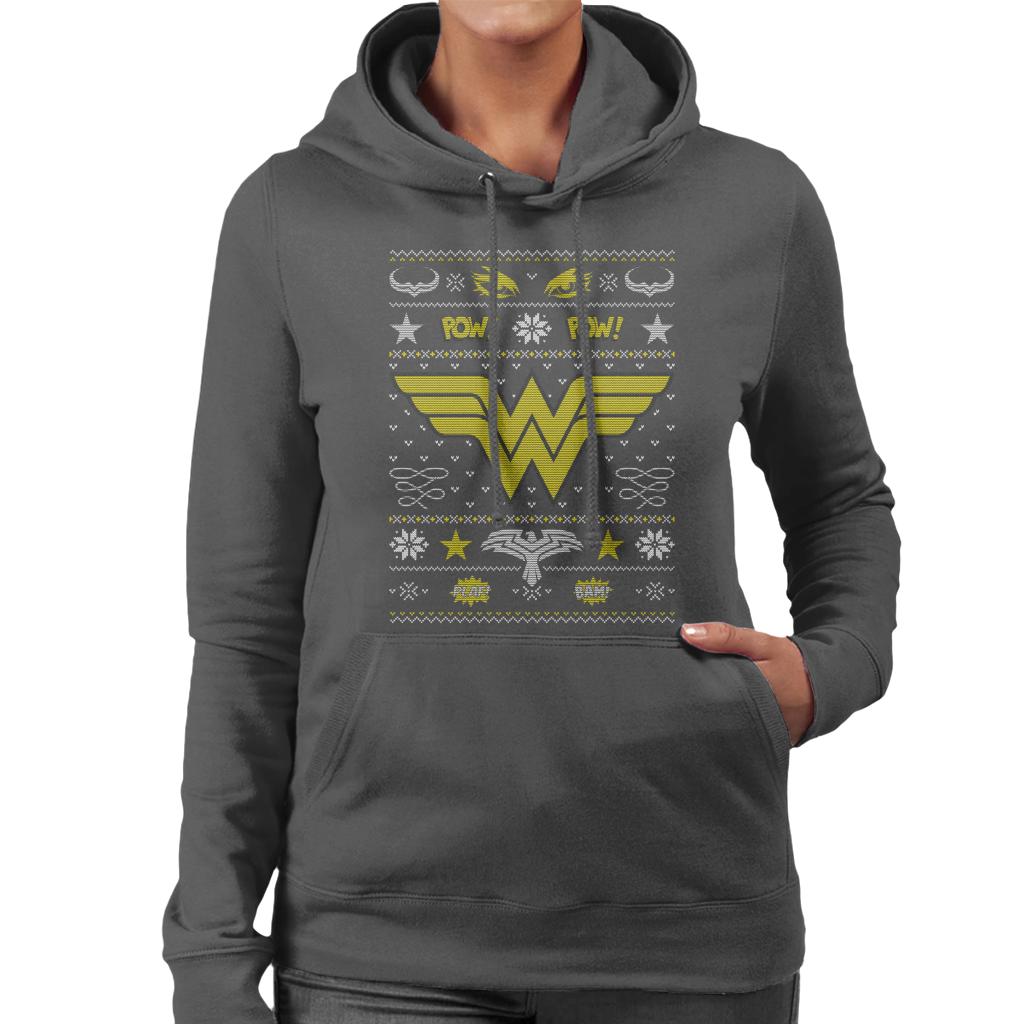 Wonder Woman Christmas Pow Pow Women's Hooded Sweatshirt-ALL + EVERY