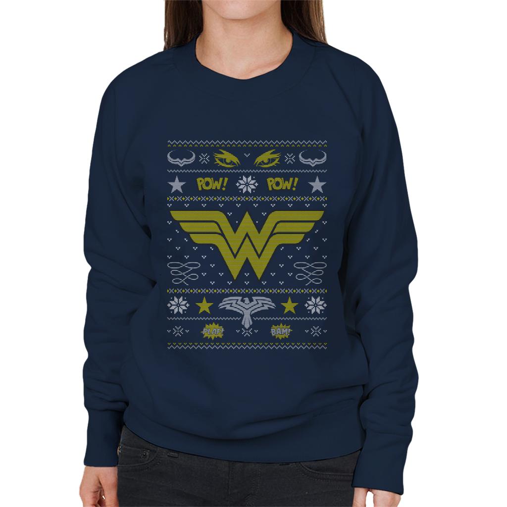 Wonder Woman Christmas Pow Pow Women's Sweatshirt-ALL + EVERY