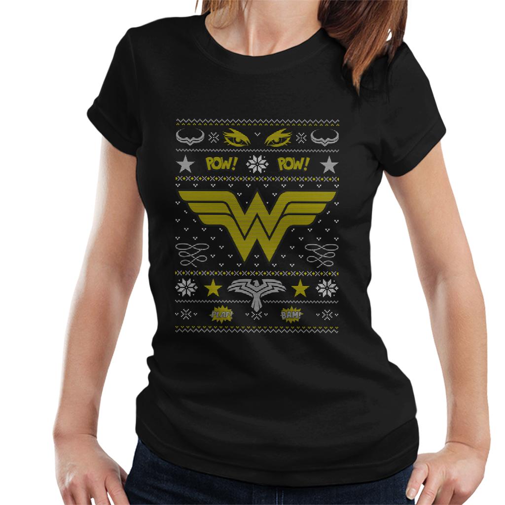 Wonder Woman Christmas Pow Pow Women's T-Shirt-ALL + EVERY