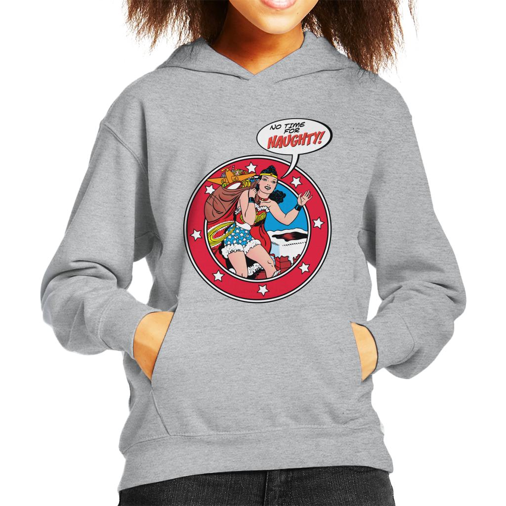 Wonder Woman Christmas No Time For Naughty Kid's Hooded Sweatshirt-ALL + EVERY