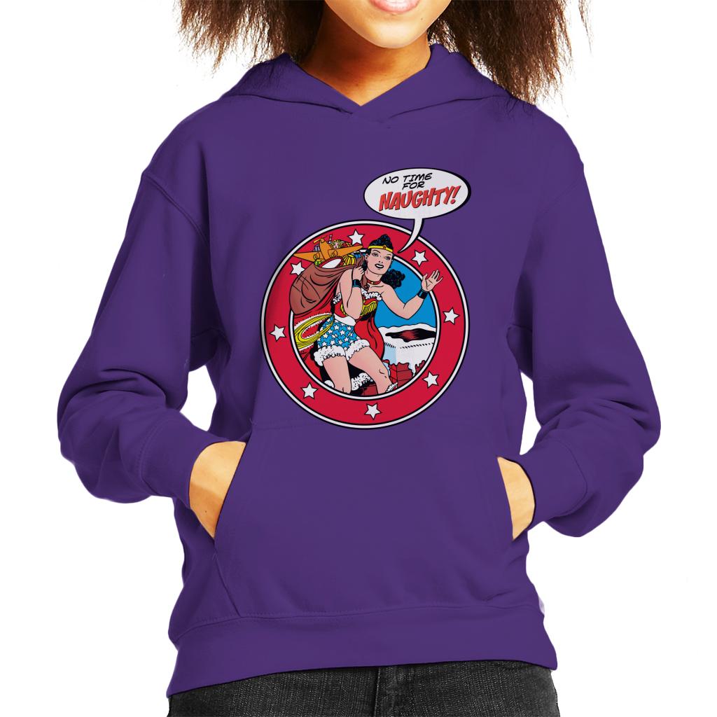 Wonder Woman Christmas No Time For Naughty Kid's Hooded Sweatshirt-ALL + EVERY