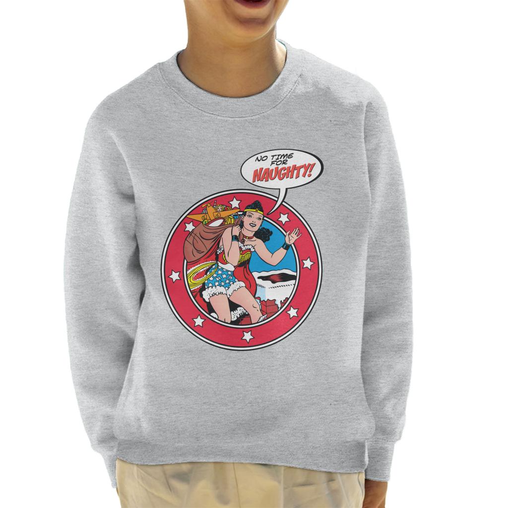 Wonder Woman Christmas No Time For Naughty Kid's Sweatshirt-ALL + EVERY