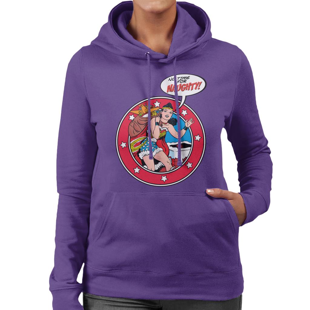 Wonder Woman Christmas No Time For Naughty Women's Hooded Sweatshirt-ALL + EVERY