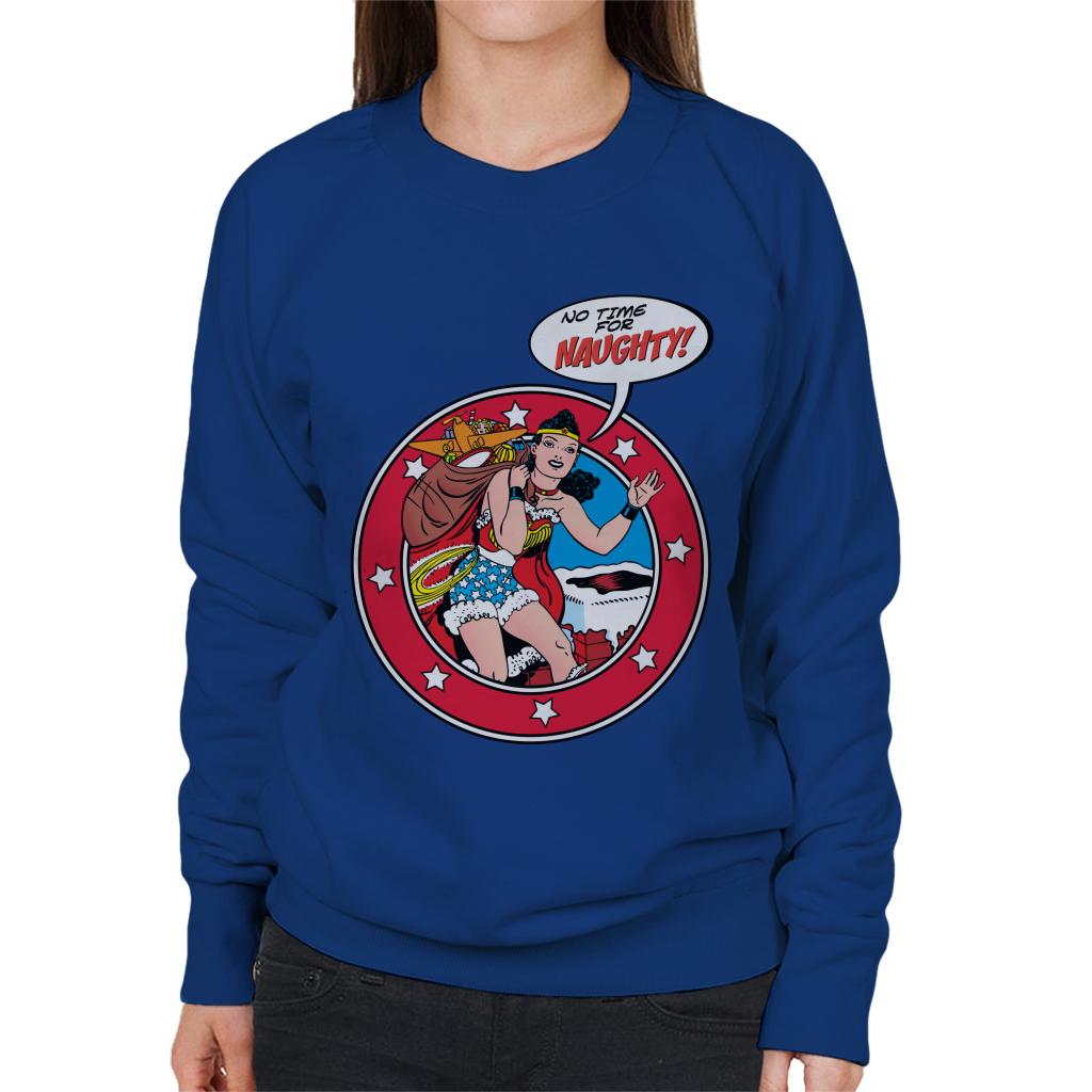 Wonder Woman Christmas No Time For Naughty Women's Sweatshirt-ALL + EVERY