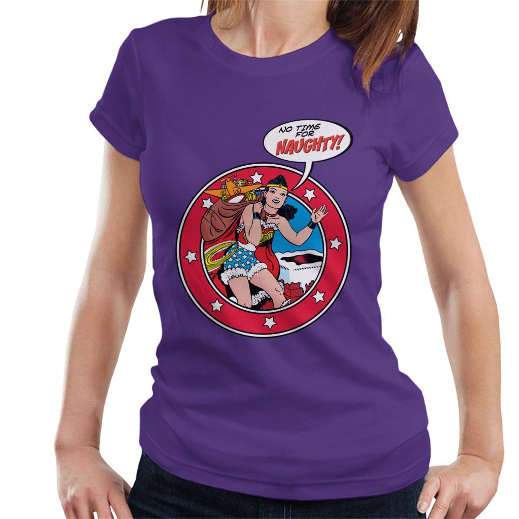 Wonder Woman Christmas No Time For Naughty Women's T-Shirt-ALL + EVERY