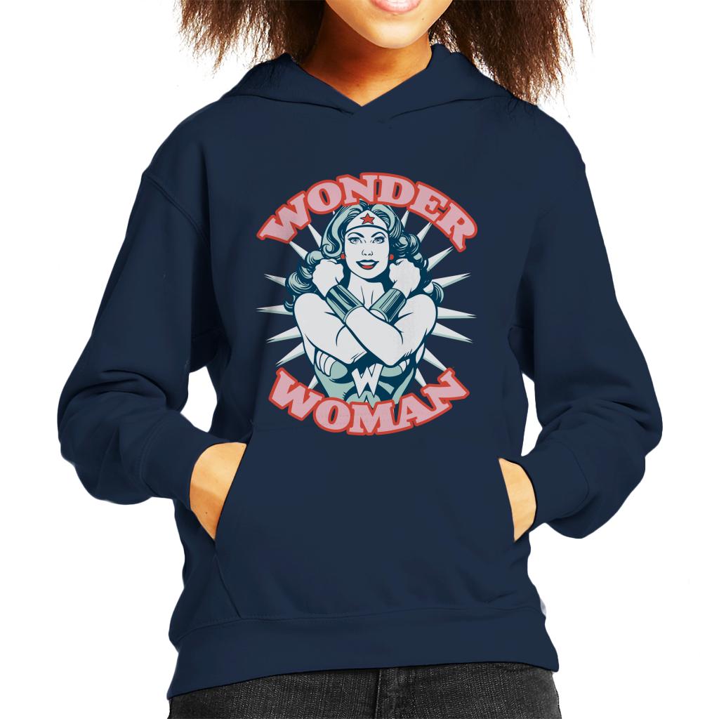 Wonder Woman Arms Crossed Power Pose Kid's Hooded Sweatshirt-ALL + EVERY