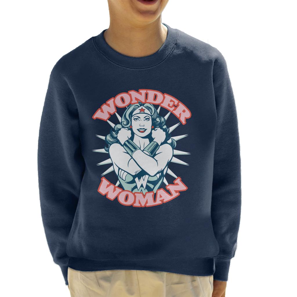 Wonder Woman Arms Crossed Power Pose Kid's Sweatshirt-ALL + EVERY