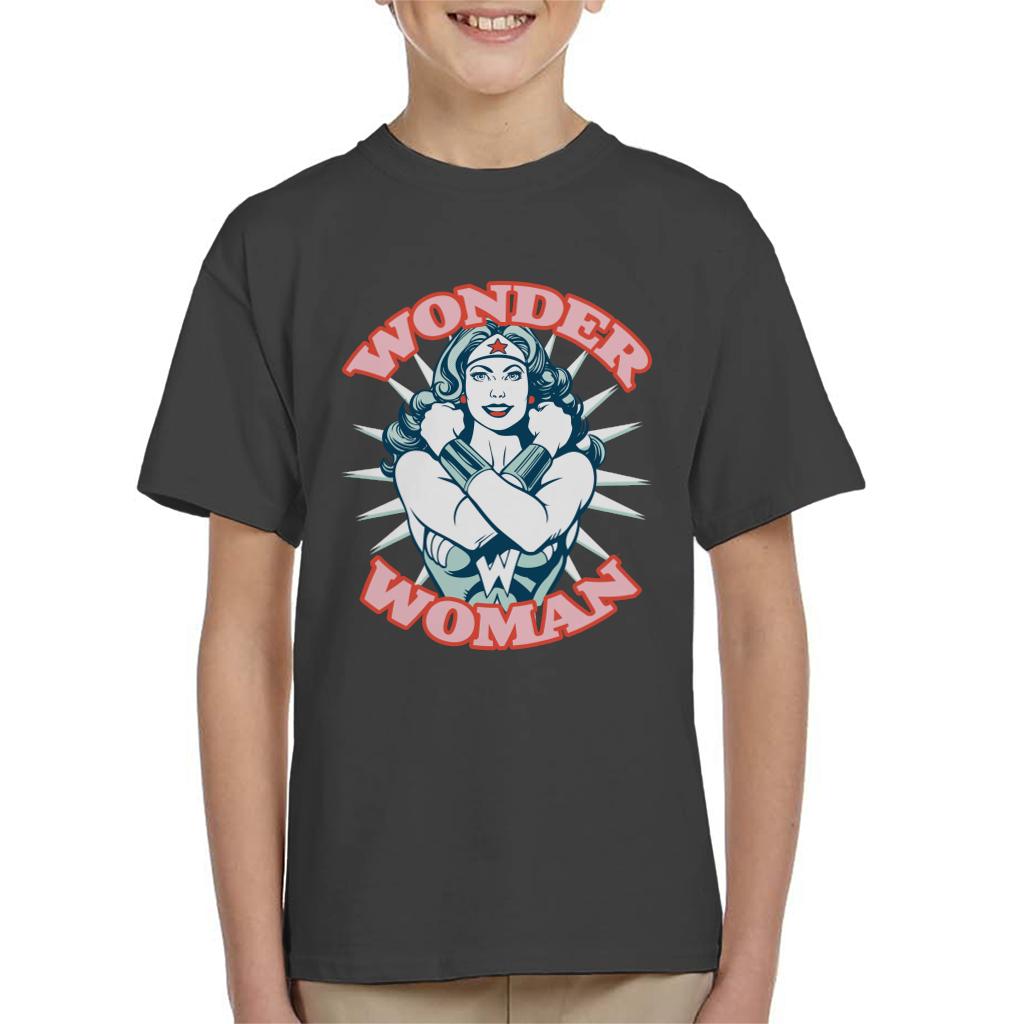 Wonder Woman Arms Crossed Power Pose Kid's T-Shirt-ALL + EVERY